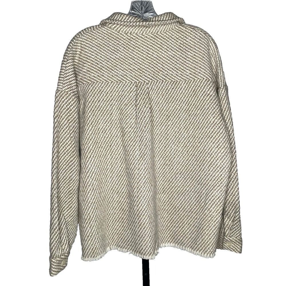 Cloud 10‎ Women S Southwest thick Blanket Jacket Shacket tan white fringe casual - Picture 4 of 6